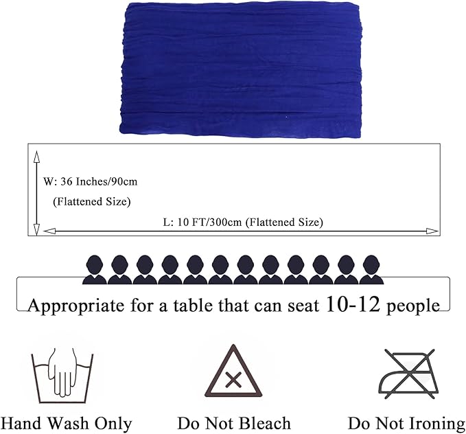 FUHSY Blue Cheesecloth Table Runner 10 Pack 10FT Rustic Gauze Table Runners Wedding Cheese Cloths Boho Table Runner Cheesecloth Fabric Royal Blue Cheesecloth Runners Bulk for Dinner Party Decor