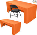 Nasitos 2 Pack Orange Tablecloth Rectangle Fitted for 4 Foot-Open Back Valentines Tablecloth Fabric Washable and Wrinkle Resistant Table Cover for Trade Show, Parties, Banquet, Buffet, Baby Shower