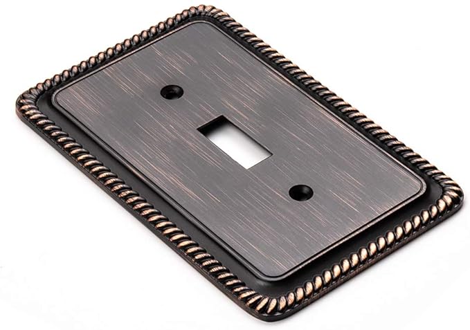 Henne Bery Rope Edge Decorative Wall Plate Switch Plate Outlet Cover (Single Toggle, 2 Pack, Aged Bronze)