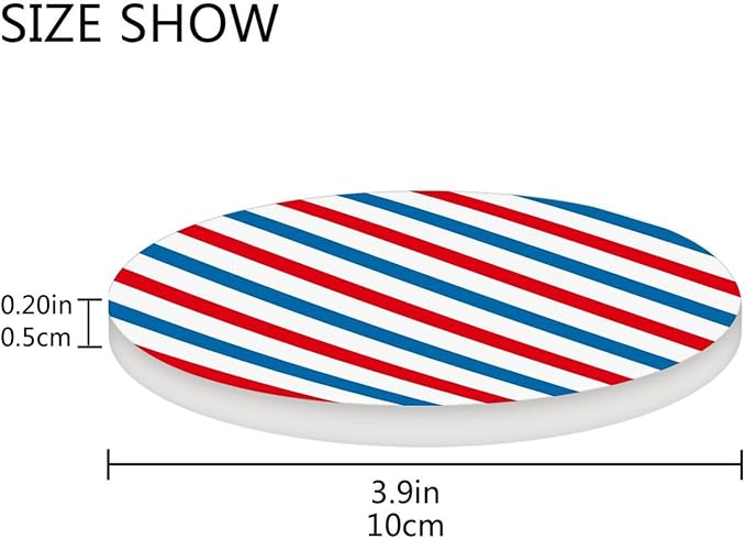 Coasters for Drinks Coaster Drink Set Decorative Coffee Table Desk Cup Mat Spring Cute Cork Bar Backing Round Home Decor Blue and Red Stripes19