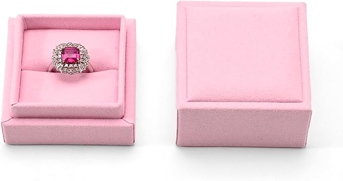 Oirlv Ring Gift Box with Lid Magnetic Boxes for Wedding Proposal Gift Birthday Present with Card(Pink)