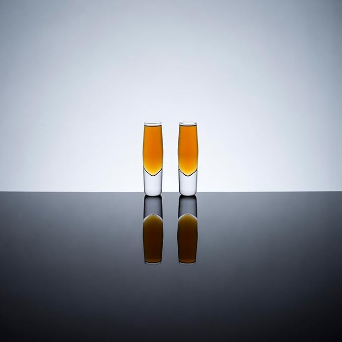 Viski Crystal Heavyweight Shot Glasses Set of 2 - Premium Crystal Clear Glass, Stylish Shot Glasses, Shot Glass Gift Set, 2 oz