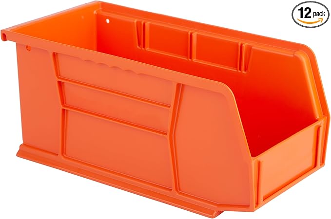 Hudson Exchange 11" x 5-1/2" x 5" (12 Pack) Plastic Stackable Storage Bin and Hanging Container, Orange