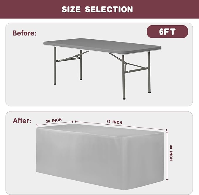 HolidayIdeas Fitted Table Covers for 6 Foot Tables - 72 x 30 Inch - 2 Pack Rectangle Taupe Table Clothes Polyester Fabric Table Cover for Folding Table, Parties, Holiday Dinner, Wedding, Trade Show
