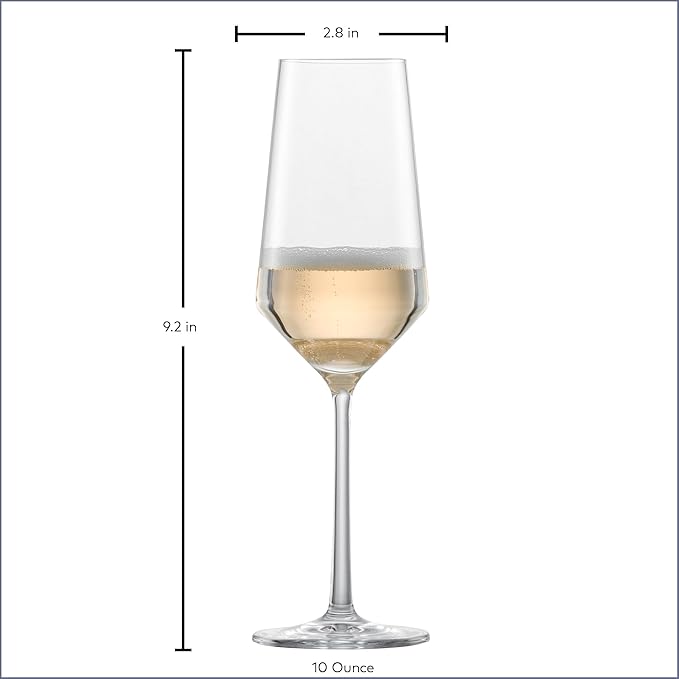 ZWIESEL GLAS Pure Champagne Glass (Set of 4), Champagne Flutes with Effervescent Point, Dishwasher-Safe Tritan Crystal Glasses, Made in Germany (10 Ounce)