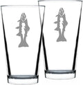 Bevvee Trout - Pint Glass for Beer - Trout Fishing Gifts for Fisherman - Fun Fish Cups & Lake House Decor - Set of 2-16 oz