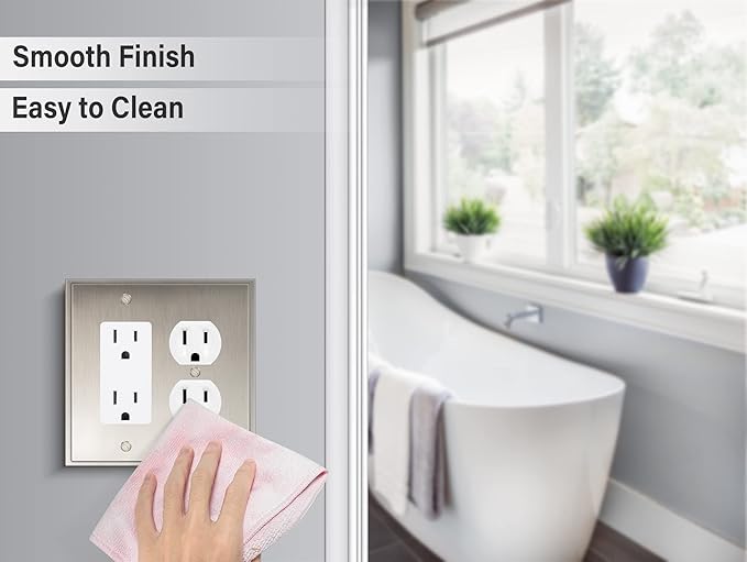 Henne Bery Soft Modern Decorative Wall Plate Switch Plate Outlet Cover (Decorator/Duplex, Satin Nickel)