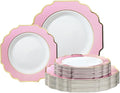" OCCASIONS " 80 Plates Pack,(40 Guests) Heavyweight Premium Wedding Party Disposable Plastic Plates Set -40 x 10.5'' Dinner + 40 x 8'' Salad/Dessert(Imperial in Light Pink & Gold)