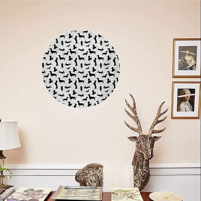 Decorative Plates, Dog Lover Print Ornament, Monochrome Dachshunds in Numerous Stances Active Life, 8 Inch, Kitchen Wall Decor, Black White