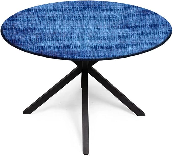 Round Edge Closing Tablecloth, Navy Blue Deco Elastic Edged Tablecloth, Faded Burlap Texture Old Fashioned Grunge, Fit Round Tables 39inch Diameter, for Indoor Outdoor Fits, Royal Blue