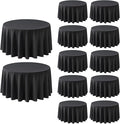12 Pack Round Tablecloth 120 Inch Cloth Black Tablecloth for Round Tables, Washable Polyester Table Cloth Stain and Wrinkle Resistant Decorative Table Cover for Wedding Party Dining Banquet