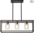 XILICON Dining Room Lighting Fixture Hanging Farmhouse Oil Rubbed Bronze 3 Light Modern Pendant Lighting Contemporary Chandeliers with Glass Shade for Living Dining Room Bedroom Kitchen Island