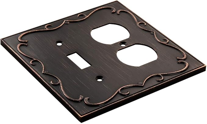 French Cabriole Decorative Wall Plate Switch Plate Outlet Cover (Toggle/Duplex, Aged Bronze)