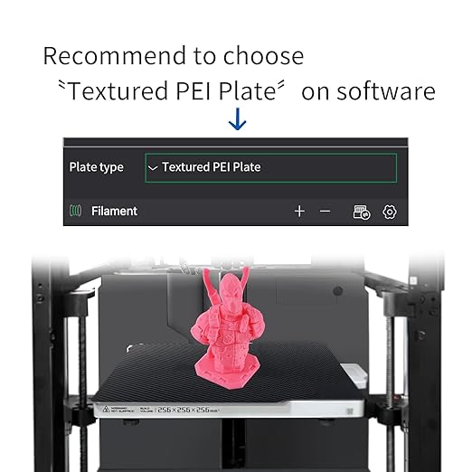 Smooth Carbon Fiber PET + Textured PEI Build Plate 257x257mm, Double Sided Flexible Print Bed 3D Printer PET+PEI Bed Plate for Bambu Lab X1/X1C/P1P/P1S/P2S