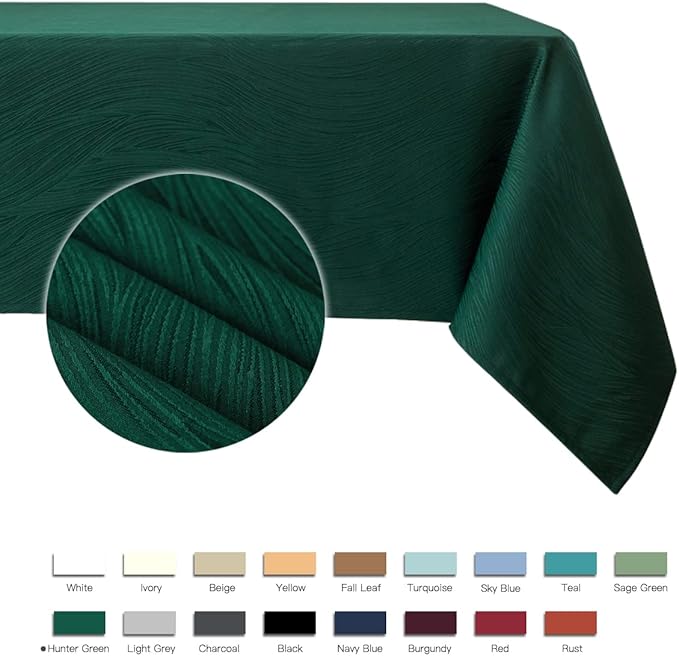 maxmill Square Swirl Design Tablecloth Waterproof Spillproof Wrinkle Free Table Cloth, Kitchen Dinning Tabletop Decoration, Fabric Table Cover for Christmas Parties, 52 x 52 Inch, Hunter Green