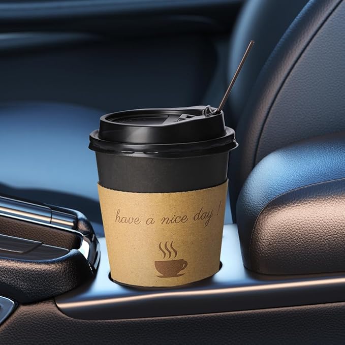 500 pack 12 oz Disposable Coffee Cups with Lids,To Go Coffee Cups for Home, Office, Cafes and Party (Black 12oz)