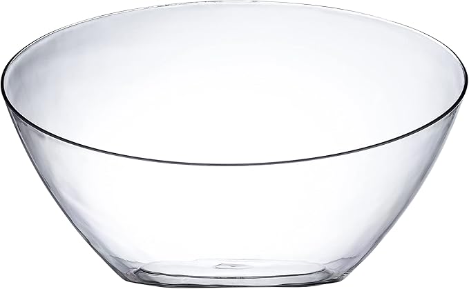 Posh Setting Crystal Clear, Disposable Premium Hard Plastic Medium Angled Bowl, Party, Salad, Snack and Fruit Bowl 5 Pack