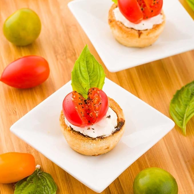 Restaurantware-3 Inch Square Mini Plates, 10 Square Small White Plates For Appetizers - Microwavable, Oven-Safe, White Appetizer Plate, Won't Chip, For Appetizers Or Desserts