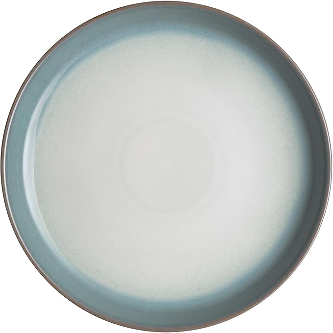 Denby - Azure Haze Coupe Dinner Plates Set of 6-10.25 Inch - Dishwasher Microwave Oven Safe - Reactive Blue Teal Glaze Large Ceramic Stoneware Plates - Scratch Chip Resistant