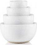 KooK Mixing Bowls, Ceramic Nesting Bowls, Stoneware Kitchen Bowls, For Prep, Serving, Dishwasher Safe, 18/40/90/140 oz, Set of 4, Moonstone