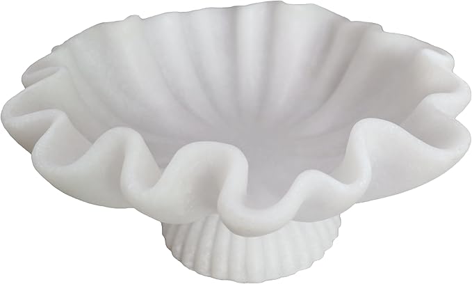 10" Large Decorative Bowl decor - milky white Scalloped Decorative Bowls for Home Decor - Organic Fluted Modern Home Decor,Ruffle Decor key bowl,bowl for keys