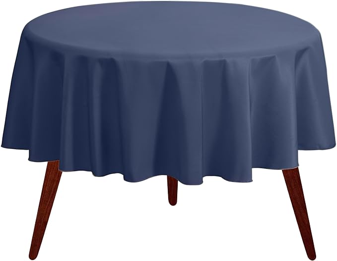 Gee Di Moda Round Tablecloth - 120 Inch Navy Blue Round Table Cloth for 60 to 96 Inch Round Tables - Heavy Duty Washable Fabric - for Buffet Table, Holiday Party, Dinner, Wedding & Baby Shower