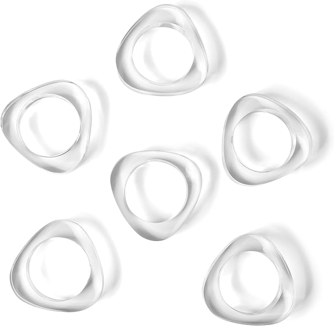 ALPHA Living HOME Clear Acrylic Napkin Rings - Set of 12 Modern Oval Beveled Holders for Cloth Napkins | Elegant Serviette Rings for Dining Table, Wedding, Party & Holiday Décor (Transparent)