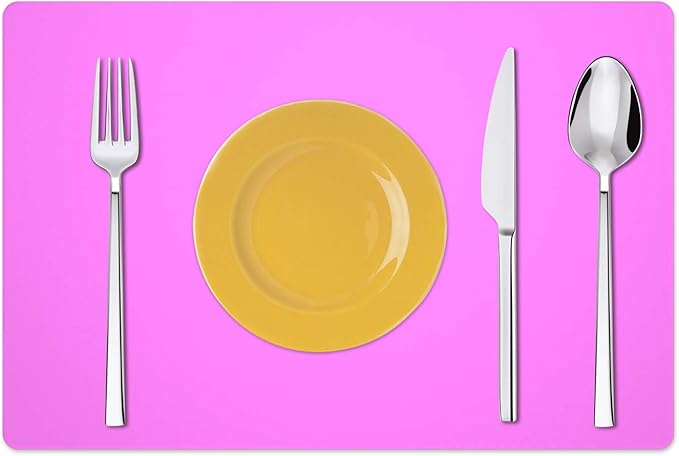 Silicone Placemats, Food-Grade Non-Slip Waterproof, Dining, Stain Resistant, Countertop Protector, Kitchen Counter Mat, Heat Resistant, Baking mat Dishwasher Safe (23.6"×15.7"-1pack, Rose)