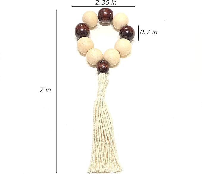 Napkin Rings Set of 6 - Wooden Beads Napkin Rings | Rustic Wooden Napkin Ring Holder for Table Decoration | Handmade LEBEJUA Napkin Ring with Wood Beads & Tassels - Farmhouse Napkin Holder Boho Style