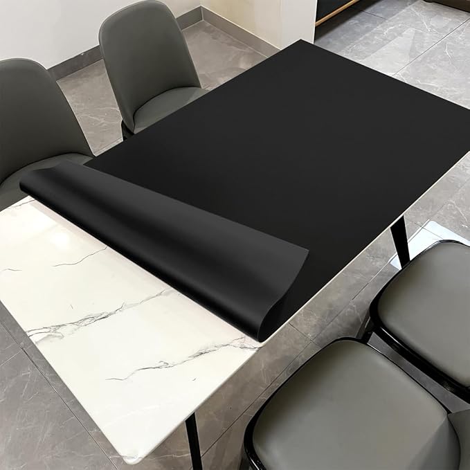 Leather Table Cover,1.8mm Thick,42x72 Inch Table Protector,Table Protector for Dining Room Table,Dining Room Table Protector Pad.(Black+Black,42x72)