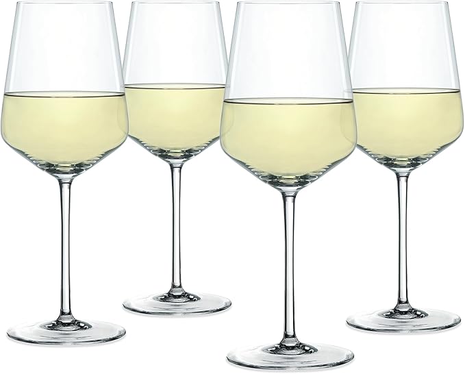 Spiegelau Style Crystal White Wine Glasses Gift Set, Elegant Stemmed Wine Glasses, Stylish Glassware for Dinner Party, Home Bar, Wedding Gifts, Birthday Gifts, Hosting Essentials, 15.5 oz, Set of 4