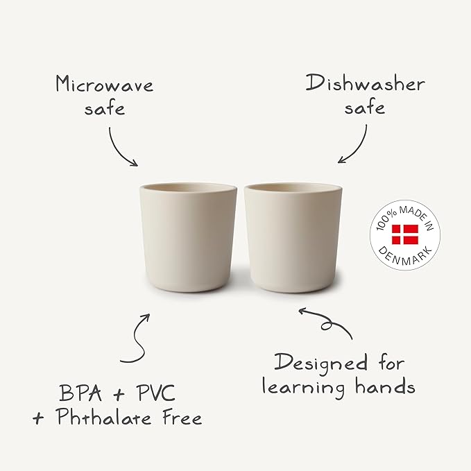 mushie Dinnerware Cups For Kids | Made in Denmark, Set of 2 (Dusty Rose)