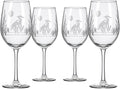 Rolf Glass Heron White Wine Glass | 12oz Stemmed Wine Glass | Lead-Free and Diamond-Wheel Etched | Proudly Made in the USA | Coastal Glassware | Set of 4