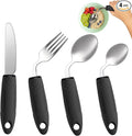 4-Piece Adaptive Utensils Set - 42° Angled Parkinsons Utensils, 2.5 oz Weighted Utensils for Tremors and Parkinsons Patients, Easy Grip Weighted Silverware for Hand Tremors (Left-Handed)