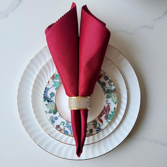 Gold Napkin Rings Set of 6, Thanksgiving Napkin Ring Holders,Silver Diamond Napkin Holder for Dining, Wedding, Christmas Napkin Rings,Party of Table Setting Home Decor