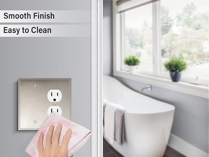 Henne Bery Soft Modern Decorative Wall Plate Switch Plate Outlet Cover (Blank/Duplex, Satin Nickel)