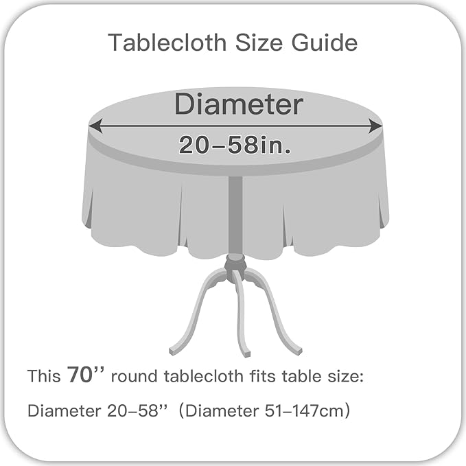 maxmill Round Weaved Texture Design Tablecloth Spill-Proof Wrinkle Free Soft Washable Table Cloth for Round Table Cover, for Dining Room Buffet Banquet Parties Holiday Dinner, 70 Inch Charcoal Gray