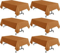 sancua 6 Pack Tablecloth Rectangular 60x102 Inch Light Brown, Thanksgiving Table Cloth Rectangle for 6 Foot Tables - Stain and Wrinkle Resistant Washable Polyester Cover for Fall Dining Parties Bronze