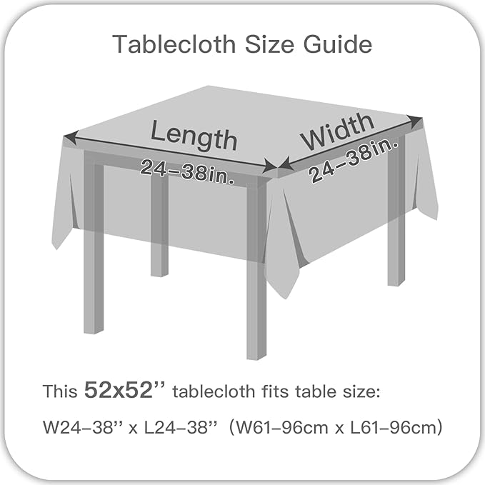 maxmill Square Tablecloth Swirl Design Water Resistance Antiwrinkle Heavy Weight Soft Table Cloth for Buffet Banquet Parties Event Holiday Dinner Square 52 x 52 Inch Light Grey