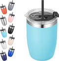 VEGOND Stainless Steel 12 oz Tumblers bulk Vacuum Insulated Double Wall Travel Tumbler with Lid and Straw Reusable Tumbler, Sky Blue 1 Pack