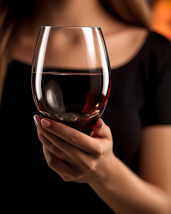 LUXU Stemless Glasses(Set of 2)-20 oz,Clear Wine Cups,Crystal Whiskey Tumblers,Large Water Goblets,Drinking Glassware for Beer,Great Wine Gifts