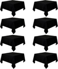 8 Pack Black Tablecloths 60 x 60 Inch Square Tablecloth, Wrinkle Resistant Black Table Cloth Washable Polyester Fabric for Party Wedding Banquet