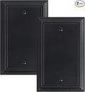 2-Pack Single Blank Wall Plate, Durable Natural Bamboo Fiber Wall Plate Cover,Matte Black 1 Gang Wall Plate for Unused Outlets/Switches, Corrosion Resistant