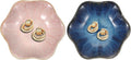 uxcell 2Pcs Ceramics Jewelry Plate, Lotus Leaf Shape Key Holder Bowl for Entryway Table Decor Small Ring Tray Dish Gift for Women Girlfriend, Pink/Blue