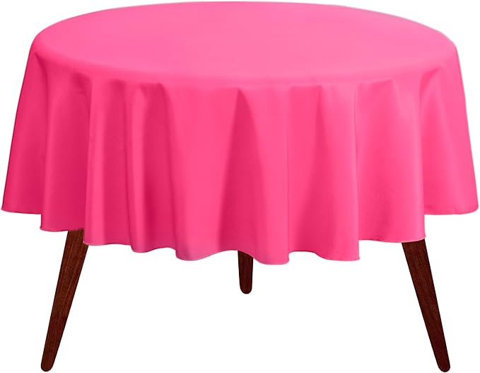 Gee Di Moda Round Tablecloth - 120 Inch Fuchsia Round Table Cloth for 60 to 96 Inch Round Tables - Heavy Duty Washable Fabric - for Buffet Table, Holiday Party, Dinner, Wedding & Baby Shower