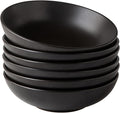 AmorArc 8.75‘’ Large Pasta Bowls, 42 ounce Deep Stoneware Bowls Set of 6 for Kitchen, Wide Bowl for Pasta/Salad/Fruit/Oatmeal/Soup, Microwave&Dishwasher Safe-Matte Black