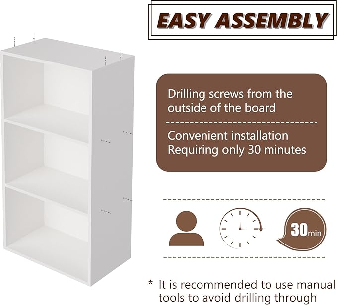 Wooden 3 Cube Storage Organizer, 3 Tier Low Bookcase Freestanding Storage Display Organizer,Versatile Cubes Shelf and Cubby Unit for Any Space 15.7inch