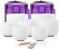 CVNC 432HZ 7-12 Inch Set Of 7 Pcs Frosted Quartz Crystal Singing Bowls With 2 Pcs Carrying Case bag Sound Healing