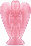 YATOJUZI 2" Rose Quartz Angel Decor Healing Crystals Polished Natural Stone Sculpture Statue Hand Carved Cute Figurines Energy Reiki Pink Home Room Office Desk Decoration Guardian Gifts for Women Men