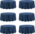 PureFit 6 Pack Round Navy Blue Table Cloths 90 Inch for Round Tables, Stain and Wrinkle Resistant Table Linens for Home Use, Wedding, Party, Banquet and Camping